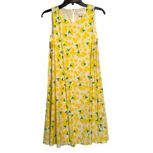 Papagallo Yellow Lemon Print Sleeveless Swing Dress